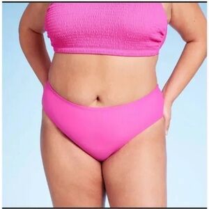 NWT Wild Fable Size 1X Pink Bikini Swim Bottom Mid Rise Medium Seat Coverage